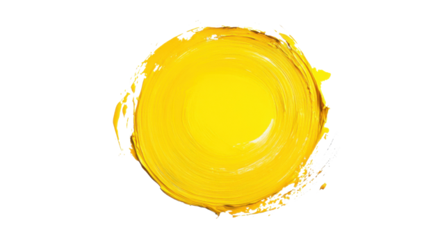 Yellow paint stroke in circle shape on transparent background - Powered by Adobe