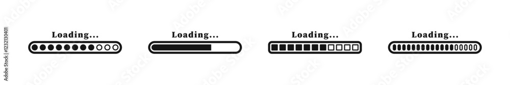 Poster loading icon set. set of loading bar. download progress icons. loading icons. load bar icons