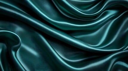 Obraz premium Emerald Silk Drape: Luxurious teal silk fabric gracefully draped, creating elegant folds and ripples. The rich texture and deep color evoke a sense of sophistication and opulence. 