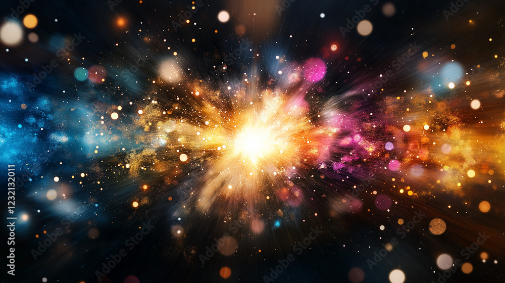 Canvas Prints cosmic collision: a vibrant explosion of color and light, reminiscent of a celestial event or a burs
