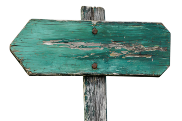 isolated old wooden green signboard banner	
