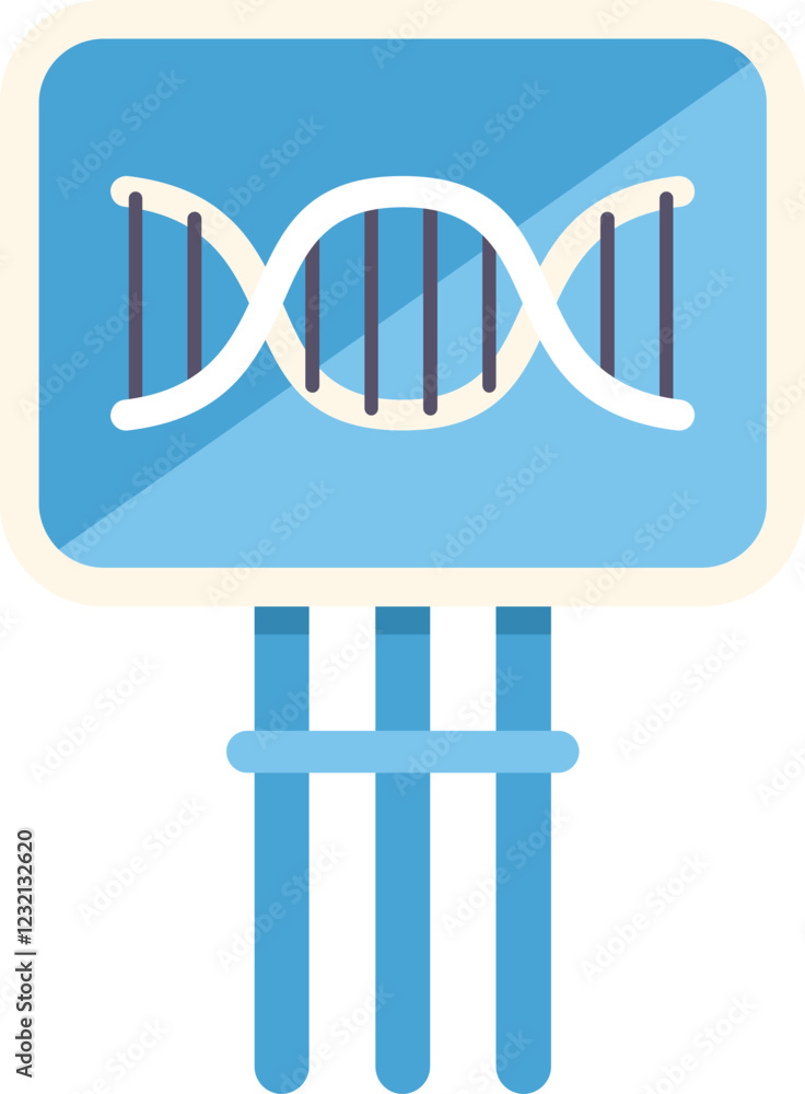 Aufkleber blue and white icon illustrating dna analysis with a double helix structure displayed on a screen an