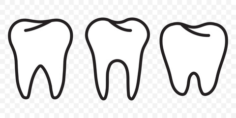 Tooth Icon with Stars. Tooth Vector Outline Icon Isolated On Transparent Background Eps 10.