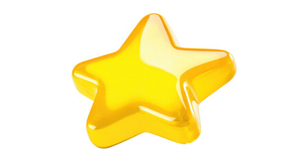 Glossy yellow star shining on transparent background