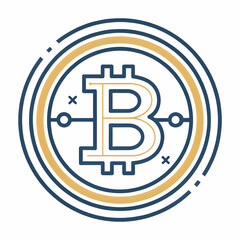 Obraz premium A vector icon of Bitcoin represents the digital currency, featuring the recognizable