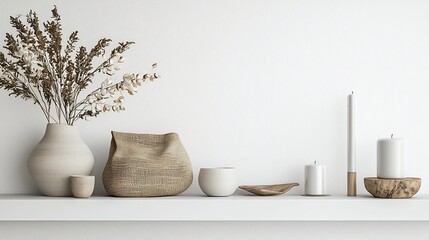 Serene Minimalist Home Decor: Dried Flowers, Candles, and Earthy Tones
