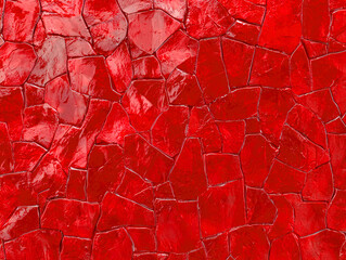 Red Mosaic Texture: A captivating abstract background featuring an intricate mosaic of deep crimson red tiles, each with a unique shape and texture, creates a visually striking pattern. The smooth.