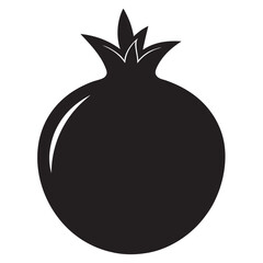 Pomegranate black silhouette vector Illustration White background