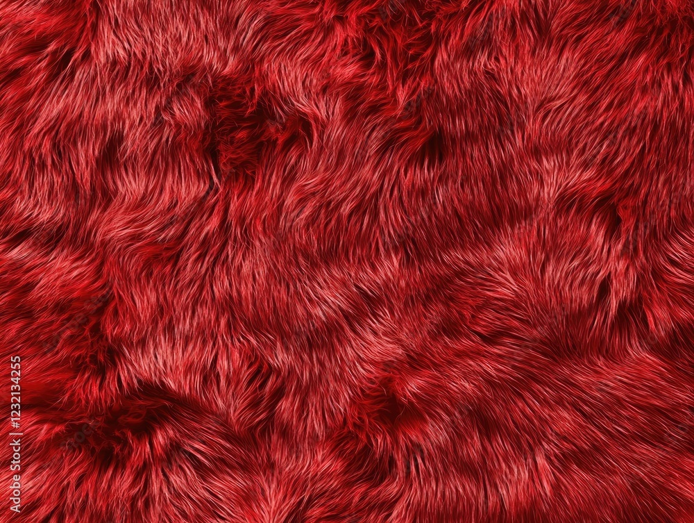 Poster crimson fur texture: rich, deep crimson fur texture, showcasing the luxurious softness and intricate