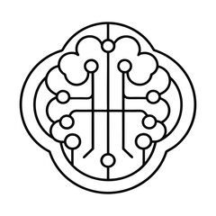  Minimalist Brain Circuit Logo in Black and White