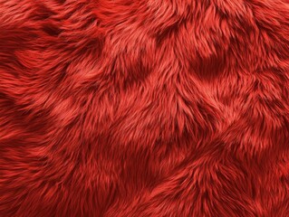 Fototapeta premium Red Fur Texture: A close-up, abstract shot of vibrant red fur, showcasing the intricate textures and soft, velvety appearance of the fabric.