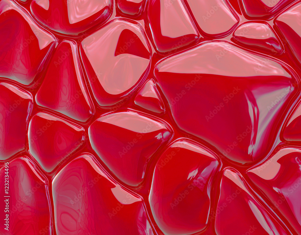 Poster crimson abstract texture: a captivating close-up of an abstract, glossy surface resembling red stone