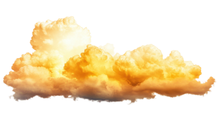 Golden cloudscape with transparent background creating dramatic sky effect
