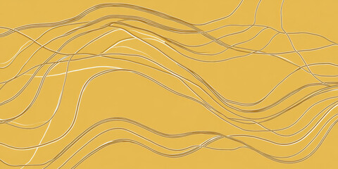 Abstract organic lines in muted mustard yellow, flowing and intertwining with a smooth, organic feel. The warm, earthy tone creates an inviting, natural background for modern designs.