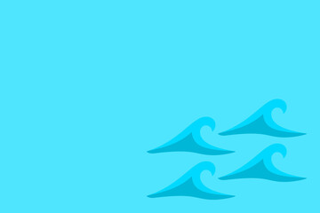 Design Four Wave Blue Color Background Template