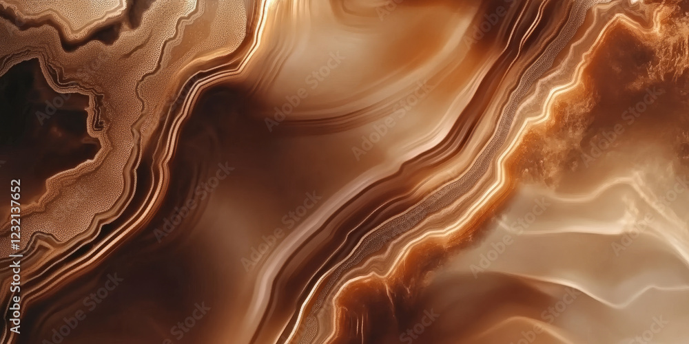 Poster abstract brown agate texture background with intricate layers and natural patterns. swirling earthy 
