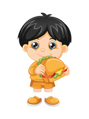 boy eating an food vector