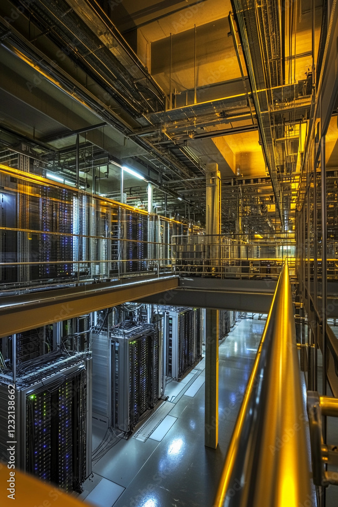 Aufkleber High-tech data center with illuminated server racks