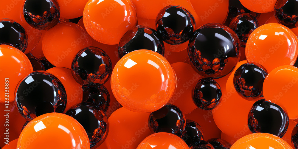 Poster orange spherical carbon textures with a vibrant, glossy surface. dynamic patterns for bold and high-