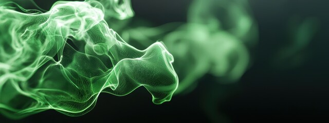 Obraz premium Ethereal green smoke waves create a captivating atmosphere, perfect for events or parties. This abstract design adds a touch of energy and modern aesthetics.