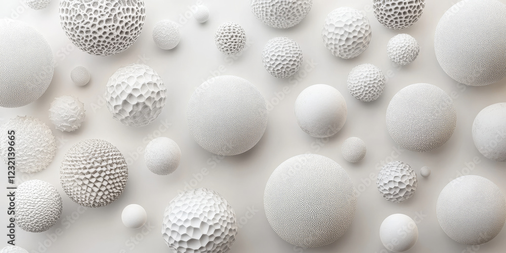 Poster frosted white spherical carbon textures featuring matte, intricate patterns. a clean and sophisticat