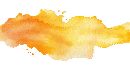 Abstract orange watercolor stain creating a vibrant and textured background with transparent effect