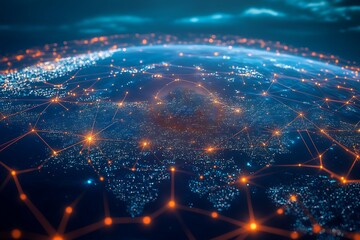 Fototapeta premium Global Network Connectivity: A Visual Representation of Global Interconnections