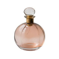 Elegant Glass Perfume Bottle with Soft Pink Liquid and Gold Cap