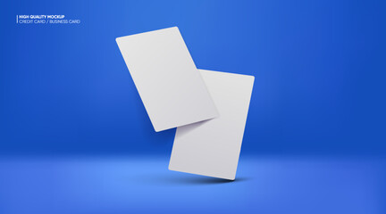 Business card mockup for your design template. Blank empty credit card mockup. Blank white gift card paper placeholder mockup