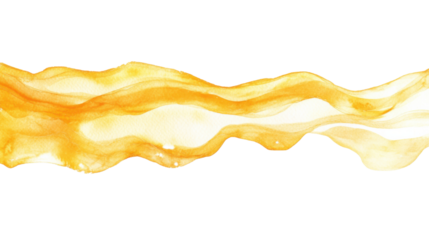 Watercolor honey flowing on transparent background