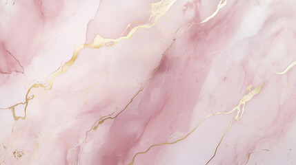Pink and gold marble texture background. Generative Ai.

