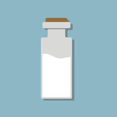 flat design of cow's milk in a bottle. fresh farm milk. simple and minimalist vector illustration