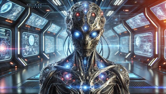 Futuristic Cybernetic Alien &ndash; AI Enhanced Sci-Fi Character