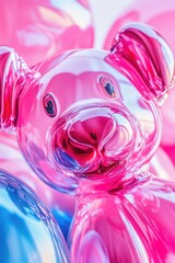 Close-up of pink and blue balloon bear
