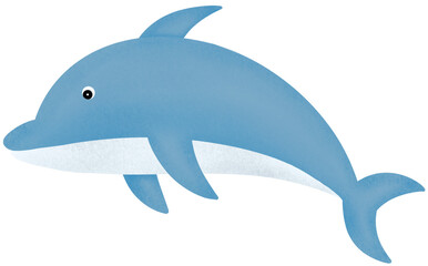Obraz premium Illustration of blue dolphin with tranparent background