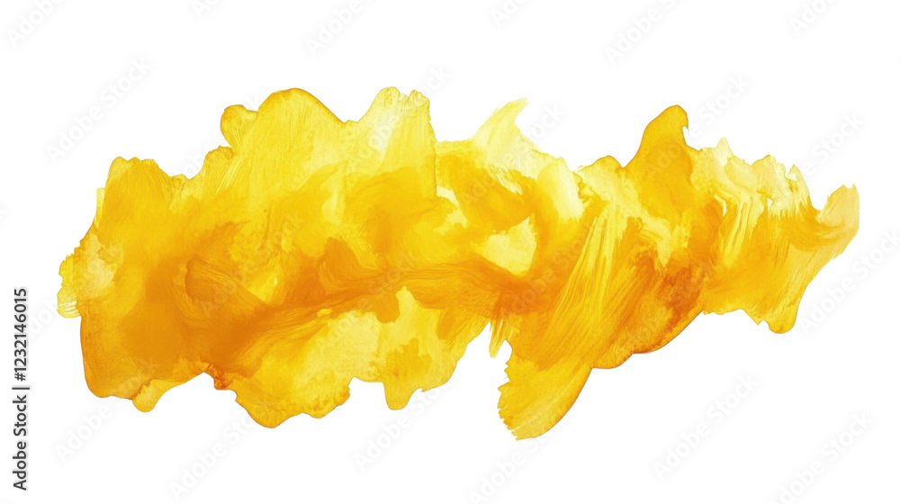 Poster yellow paint brush stroke on transparent background creating abstract design