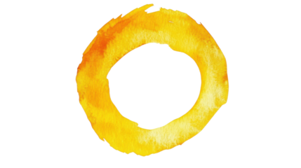 Vibrant yellow watercolor circle on transparent background