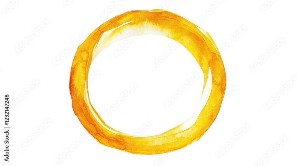 Poster golden watercolor circle on transparent background creating empty space