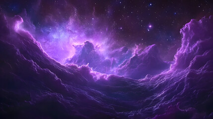 A vibrant nebula filled with swirling purple energy, giving off a celestial glow.