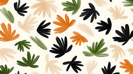Abstract floral pattern, autumn colors, white background, design resource