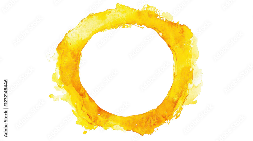 Poster yellow watercolor circle on transparent background creating stunning visual effect