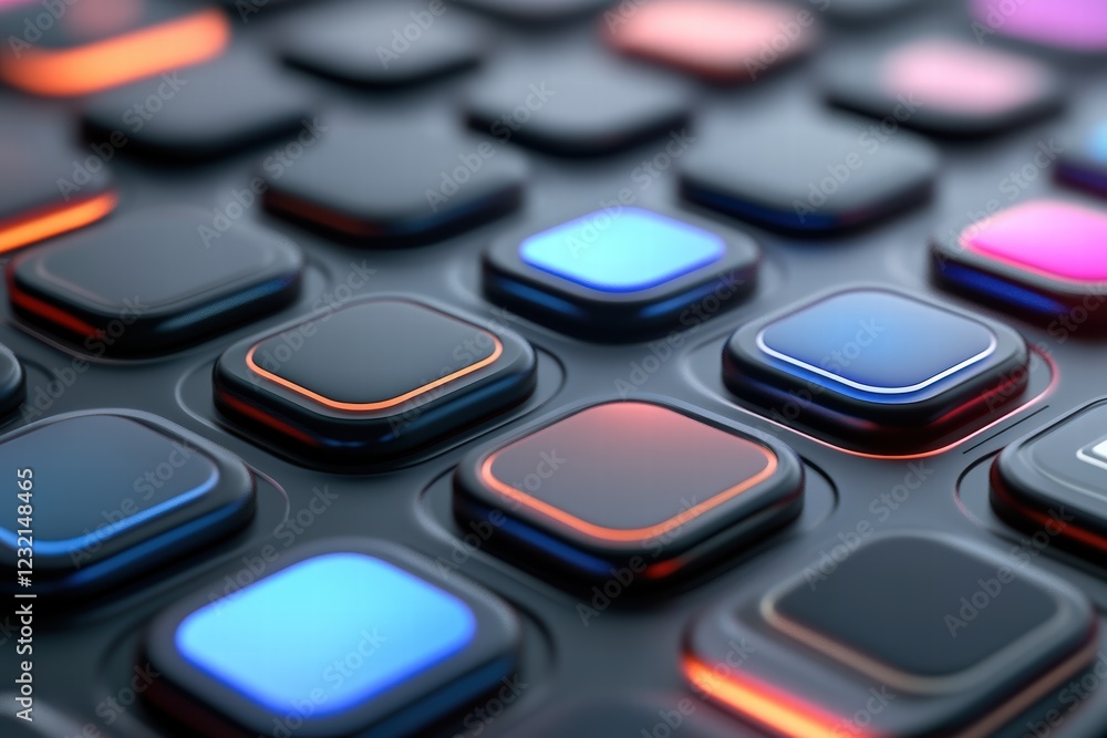 Poster colorful buttons designed for mobile applications showcase vibrant interface features