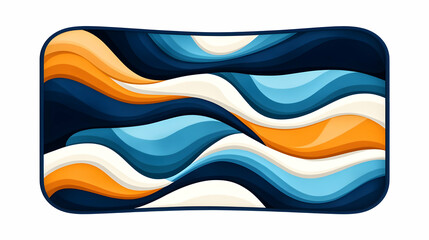 Abstract wavy blue, orange, white paper cut design; background texture for website, presentation, or social media