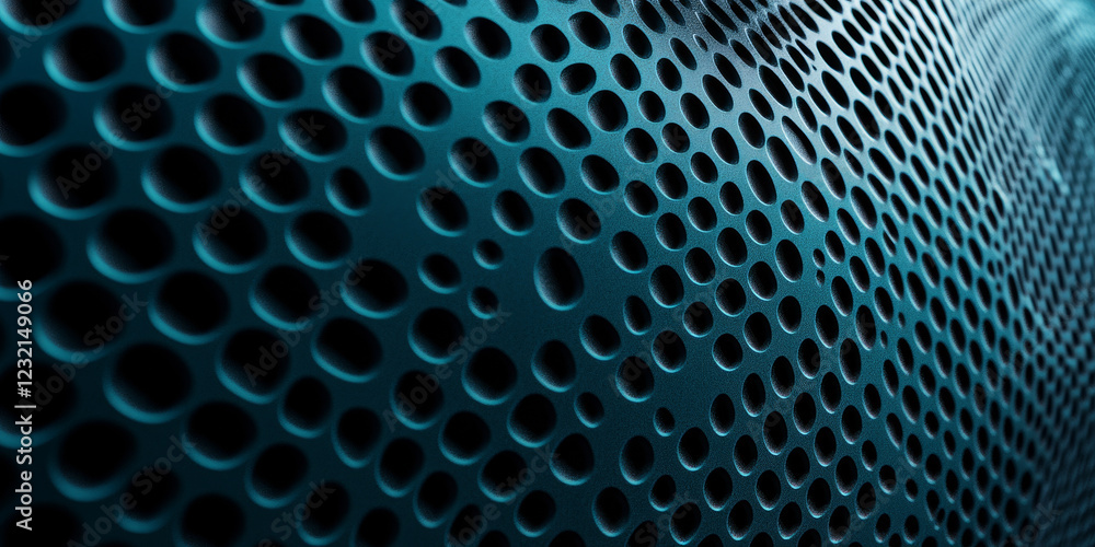 Poster deep teal spherical carbon textures with glossy, futuristic patterns. a bold and unique modern aesth