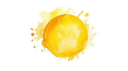 Bright yellow watercolor sun splashing with transparent background