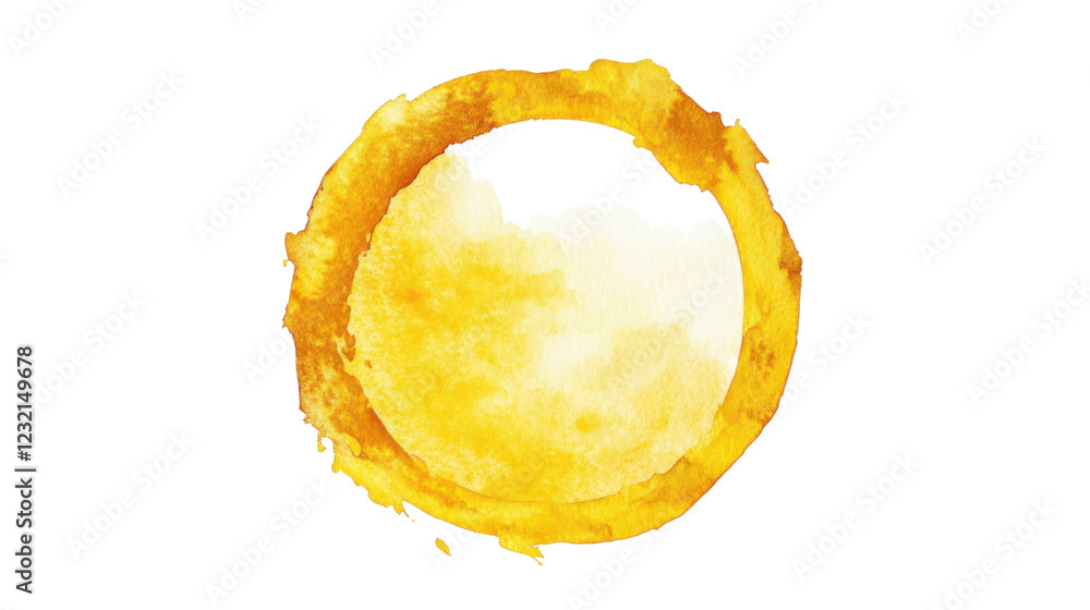 Poster yellow watercolor circle on transparent background creating stunning visual effect