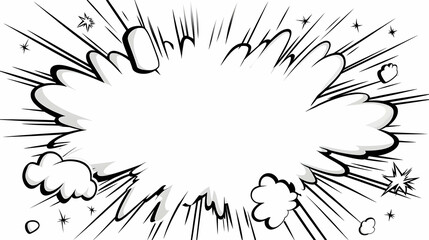 Comic book style speech bubble, blank space, radial lines background, graphic design element