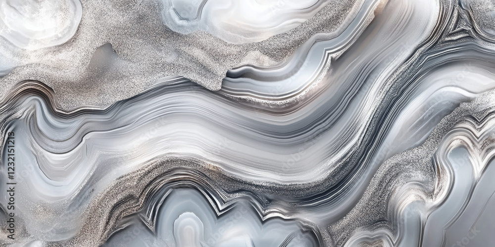 Poster abstract silver agate texture background with sleek metallic tones and shimmering details. a futuris