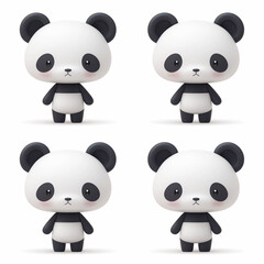 Fototapeta premium Four panda images on white background