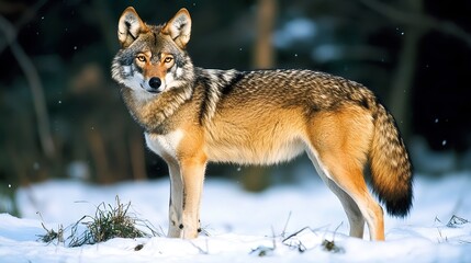 Obraz premium Bavaria- european wolf standing in snow